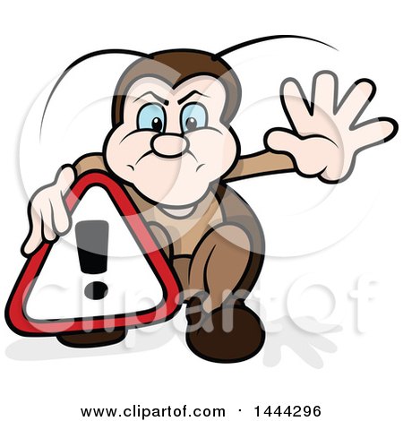 Clipart of a Cartoon Beetle Holding an Alert Sign - Royalty Free Vector Illustration by dero