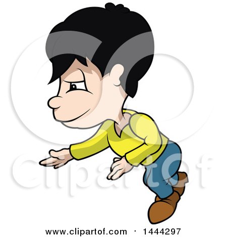 Clipart of a Cartoon Boy Reaching - Royalty Free Vector Illustration by dero