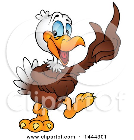 Clipart of a Cartoon Bald Eagle Holding up a Feather - Royalty Free Vector Illustration by dero