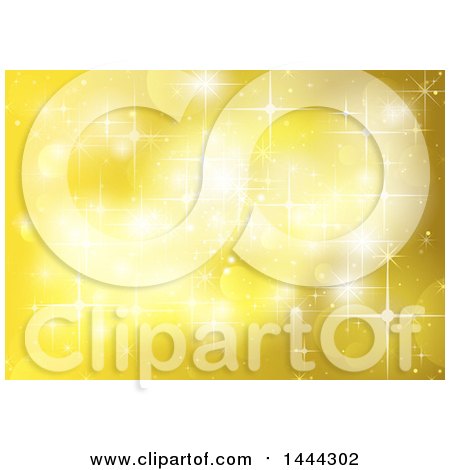 Clipart of a Background of Yellow Flares and Sparkles - Royalty Free Vector Illustration by dero