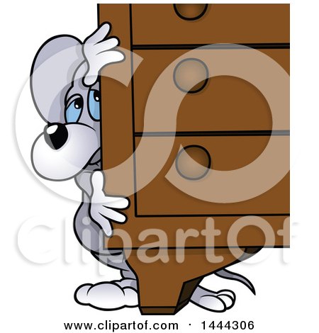 Clipart of a Cartoon Mouse Hiding Behind a Dresser - Royalty Free Vector Illustration by dero