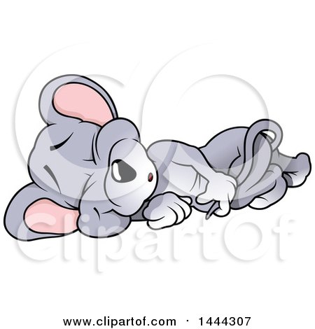 Clipart of a Cartoon Mouse Sleeping on His Side - Royalty Free Vector Illustration by dero