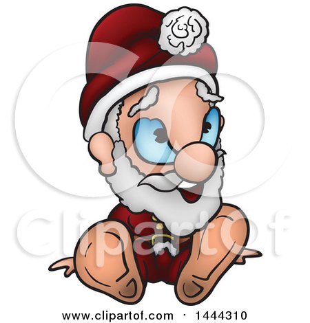 Clipart of a Cartoon Santa Claus Sitting - Royalty Free Vector Illustration by dero