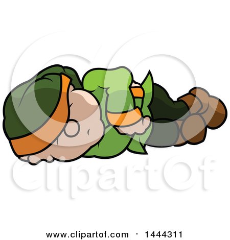 Clipart of a Cartoon Dwarf Sleeping on His Side - Royalty Free Vector Illustration by dero