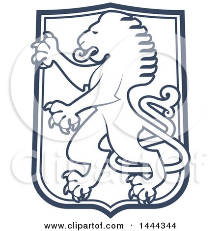 Clipart of a Blue Shield with a Rambant Lion - Royalty Free Vector Illustration by Vector Tradition SM