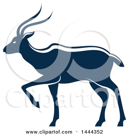Clipart of a Navy Blue Gazelle Antelope with a White Outline - Royalty Free Vector Illustration by Vector Tradition SM