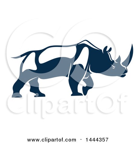 Clipart of a Navy Blue Rhino with a White Outline - Royalty Free Vector Illustration by Vector Tradition SM