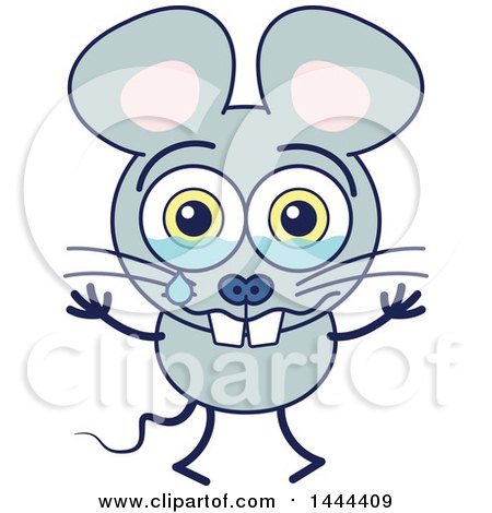 Clipart of a Cartoon Crying Mouse Mascot Character - Royalty Free Vector Illustration by Zooco