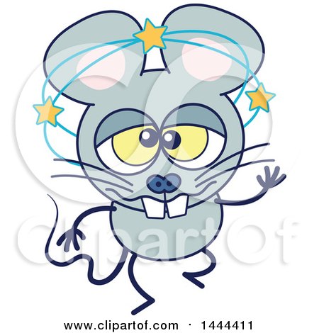 Clipart of a Cartoon Dizzy or Drunk Mouse Mascot Character - Royalty Free Vector Illustration by Zooco
