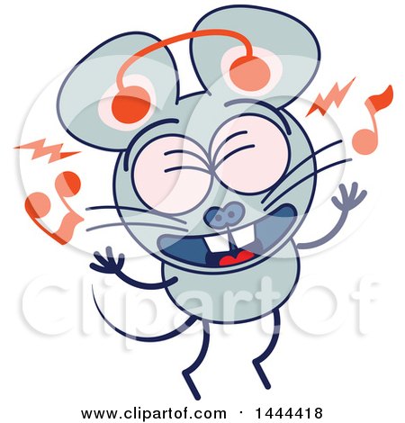 Clipart of a Cartoon Singing Mouse Mascot Character - Royalty Free Vector Illustration by Zooco