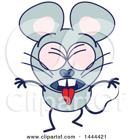 Clipart of a Cartoon Vomiting Mouse Mascot Character - Royalty Free Vector Illustration by Zooco