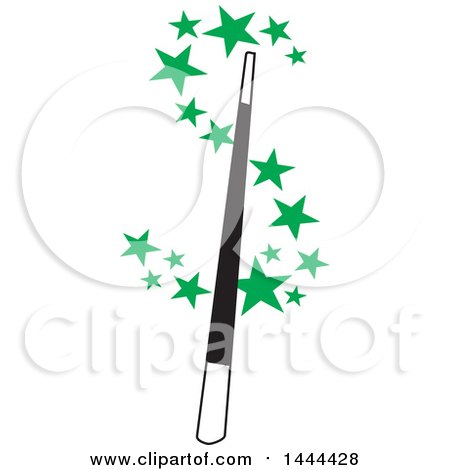 Clipart of a Magic Wand in the Center of a Star USD Dollar Currency Symbol - Royalty Free Vector Illustration by Johnny Sajem