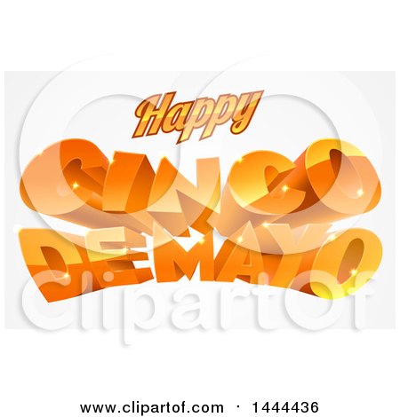 Clipart of a 3d Orange Happy Cinco De Mayo Text Design - Royalty Free Vector Illustration by AtStockIllustration