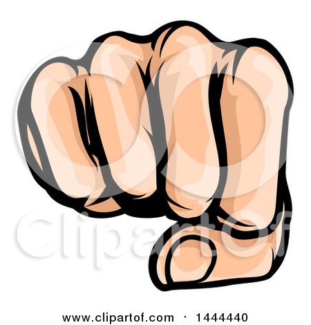 Clipart of a Cartoon Caucasian Fist Punching - Royalty Free Vector Illustration by AtStockIllustration