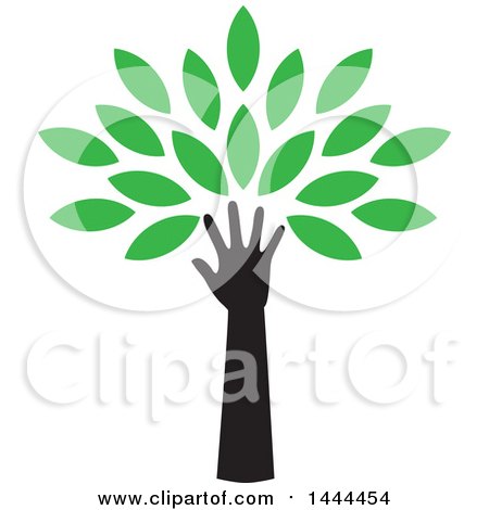 Clipart of a Tree with Green Leaves and a Hand Trunk - Royalty Free Vector Illustration by ColorMagic