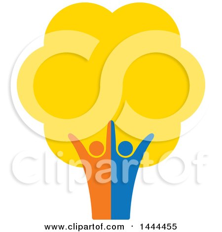 Clipart of a Tree with Yellow Foliage and a Couple As the Trunk - Royalty Free Vector Illustration by ColorMagic