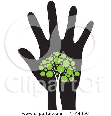 Clipart of a Tree with Green Leaves on a Hand - Royalty Free Vector Illustration by ColorMagic