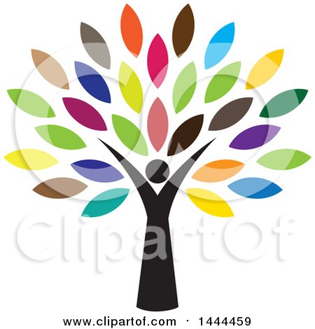 Clipart of a Tree with Colorful Leaves and a Woman Trunk - Royalty Free Vector Illustration by ColorMagic