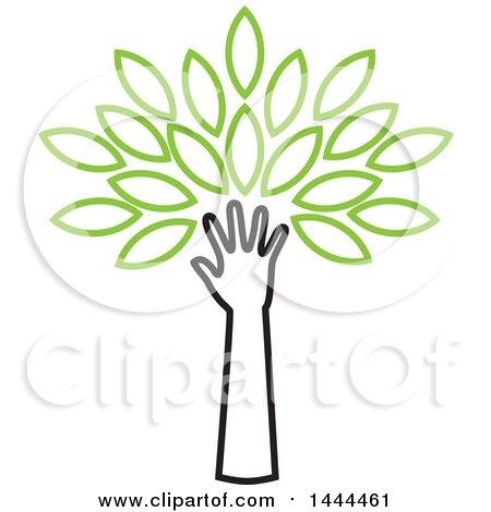 Clipart of a Tree with Green Leaves and an Arm As the Trunk - Royalty Free Vector Illustration by ColorMagic