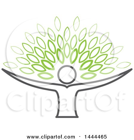 Clipart of a Tree with Green Leaves and a Person As the Trunk - Royalty Free Vector Illustration by ColorMagic