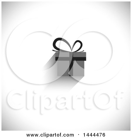 Clipart of a Grayscale Gift on a Shaded Background - Royalty Free Vector Illustration by ColorMagic