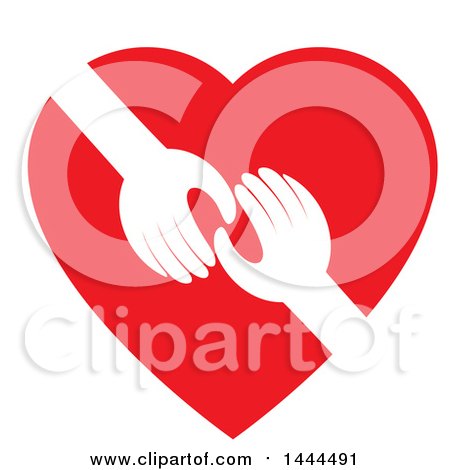 Clipart of a Red Heart with Hands Reaching - Royalty Free Vector Illustration by ColorMagic