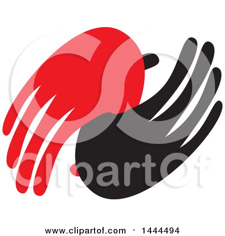 Clipart of a Red and Black Hands - Royalty Free Vector Illustration by ColorMagic