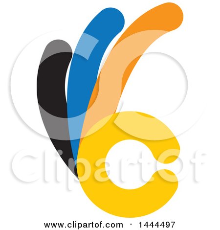 Clipart of a Colorful Hand Gesturing Ok - Royalty Free Vector Illustration by ColorMagic