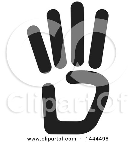 Clipart of a Black and White Hand Holding up Four Fingers - Royalty Free Vector Illustration by ColorMagic