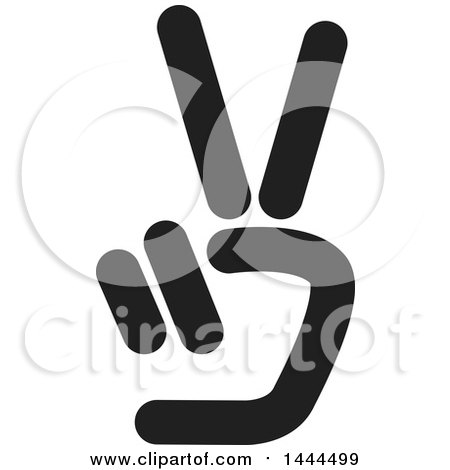 Clipart of a Black and White Hand Holding up Two Fingers - Royalty Free Vector Illustration by ColorMagic