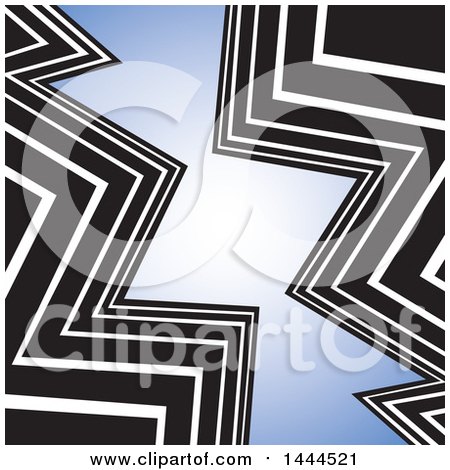 Clipart of a Background Black and White Zig Zags and Blue - Royalty Free Vector Illustration by ColorMagic