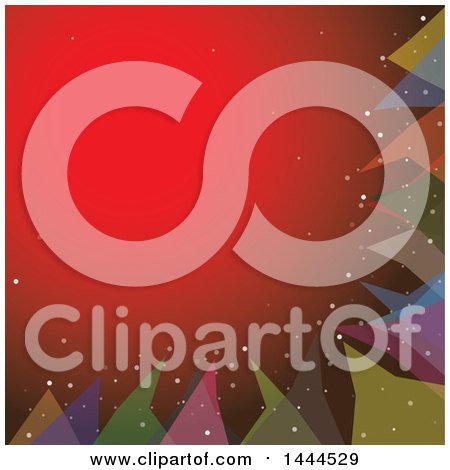 Clipart of a Background of Colorful Peaks on Red - Royalty Free Vector Illustration by ColorMagic