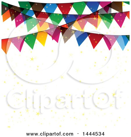 Clipart of a Background of Stars and Colorful Party Bunting Banners - Royalty Free Vector Illustration by ColorMagic