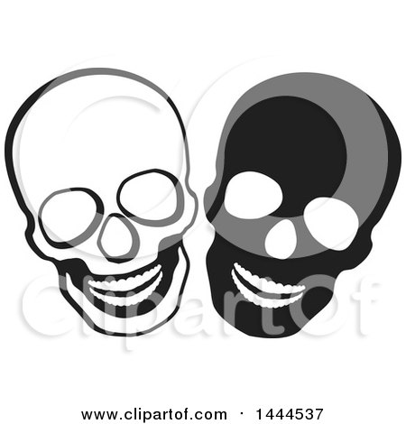 Clipart of Black and White Laughing Skulls - Royalty Free Vector Illustration by ColorMagic