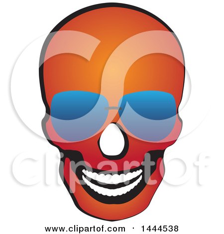 Clipart of a Red Skull Wearing Sunglasses - Royalty Free Vector Illustration by ColorMagic