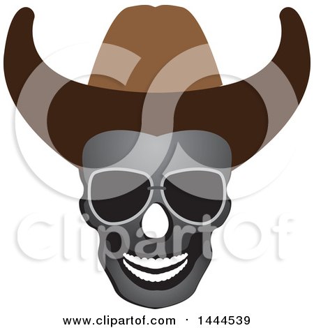 Clipart of a Cowboy Skull Wearing Sunglasses and a Hat - Royalty Free Vector Illustration by ColorMagic