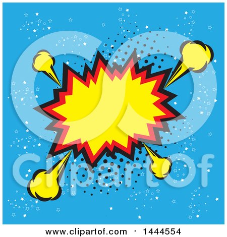 Clipart of a Comic Styled Explosion Balloon over Blue - Royalty Free Vector Illustration by ColorMagic