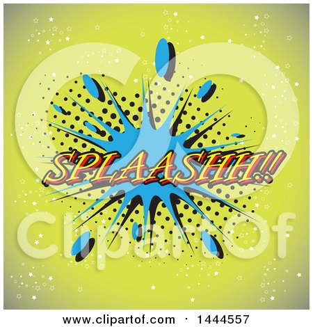 Clipart of a Comic Styled Splash Balloon over Green - Royalty Free Vector Illustration by ColorMagic