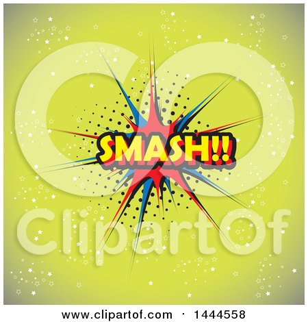 Clipart of a Comic Styled SMASH Balloon over Green - Royalty Free Vector Illustration by ColorMagic