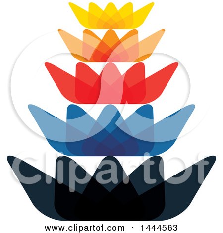 Clipart of a Colorful Stacked Lotus Flower Logo Design - Royalty Free Vector Illustration by ColorMagic