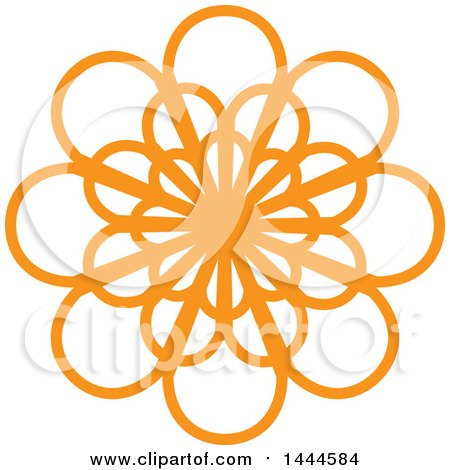 Clipart of a Mandala Floral Design in Orange - Royalty Free Vector Illustration by ColorMagic