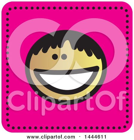Clipart of a Black Stick Boy Avatar Face Icon - Royalty Free Vector Illustration by ColorMagic