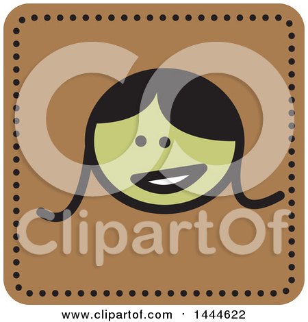 Clipart of a Stick Girl Avatar Face Icon - Royalty Free Vector Illustration by ColorMagic