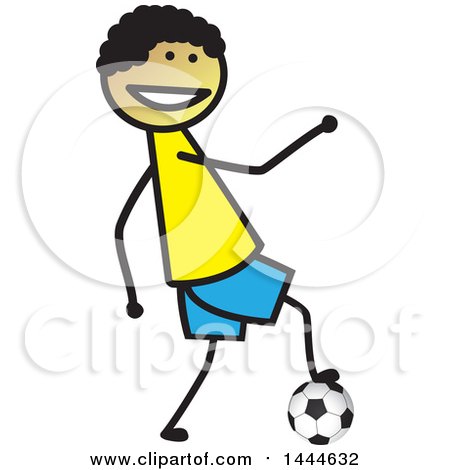 Clipart of a Stick Boy Playing Soccer - Royalty Free Vector Illustration by ColorMagic