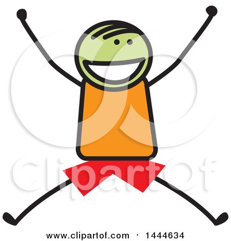 Clipart of a Stick Boy Jumping - Royalty Free Vector Illustration by ColorMagic