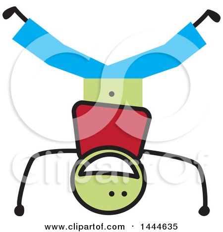 Clipart of a Stick Boy Doing a Head Stand - Royalty Free Vector Illustration by ColorMagic