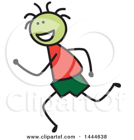 Clipart of a Stick Boy Running - Royalty Free Vector Illustration by ColorMagic