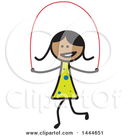 Clipart of a Stick Girl Skipping Rope - Royalty Free Vector Illustration by ColorMagic