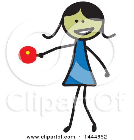 Clipart of a Stick Girl Playing Ping Pong - Royalty Free Vector Illustration by ColorMagic