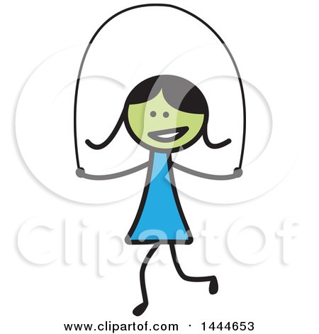 Clipart of a Stick Girl Skipping Rope - Royalty Free Vector Illustration by ColorMagic